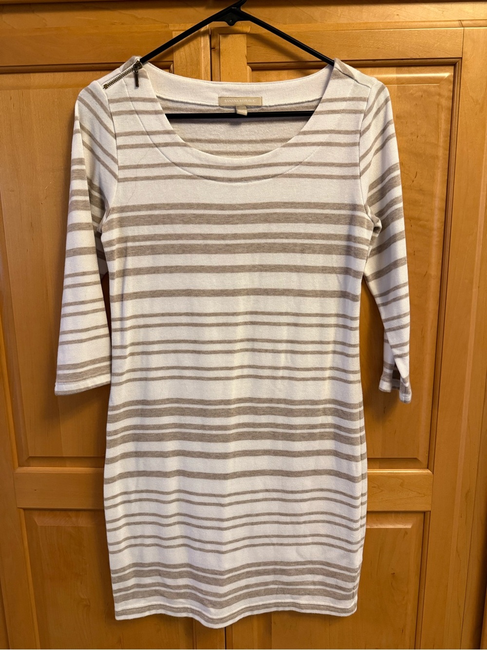 Banana Republic Shift Dress - Taupe & White